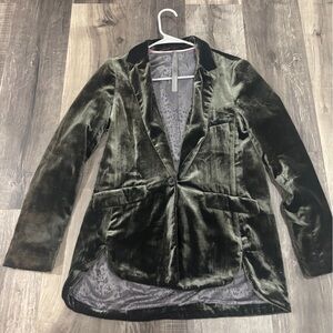 By Anthropologie Velvet Blazer Olive Green Size XS Tailored Jacket